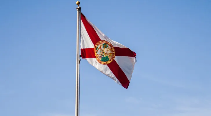 Closeup of the Florida State flag.